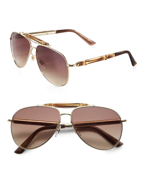 gucci bamboo aviators|Gucci aviator sunglasses men's.